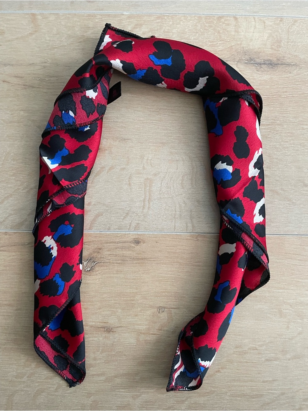 NWOT Red Leopard Print Silk-Feel Scarf